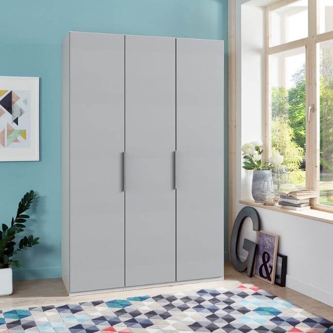 Armoire adulte contemporaine 150 cm gris/blanc Jasper